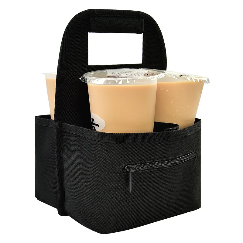Reusable Coffee Cup Holder by Drink 4 Cup Collapsible Tote Bag Portable Drink Carrier Insulated Neoprene Drink Cup Holder