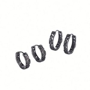 925 Sterling Silver Hoop <b>Earrings</b> Punk Rock Style Women Men High Huggies Natural Stone Quality Hiphop <b>Ear</b> Jewelry - Product Image 6