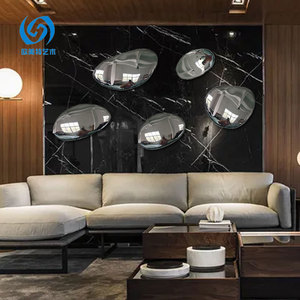 Stainless Steel Wall <b>Mounted</b> Stone Sculpture Irregular Shape Mirrored Water Droplet Modern Art Piece For Home Decor - Product Image 1