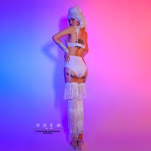 ชุดแสดงสำหรับผู้หญิง โพลีเอสเตอร์ 100% สำหรับการแสดงในบาร์ ดีเจ ไนต์คลับ ชุดเซ็กซี่สำหรับนักเต้นโกโก้ ทัวร์ ชุดนางฟ้าประดับพู่ ชุดนักเต้นนำทีมบนเวที ชุดดิจิทัล - Product Image 4