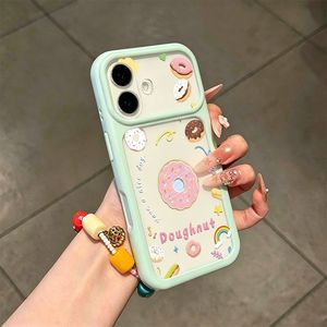 Funda de silicona 3D TPU con personajes de dibujos animados de donuts para iPhone 16 15 14 Plus, para iPhone 17 Pro Max, fundas de teléfono con diseño de comida rosa. - Product Image 2