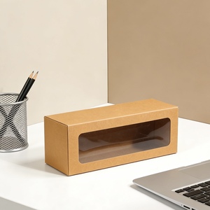 Cajas Rectangulares de Papel <span class=keywords><strong>Kraft</strong></span> Personalizadas con Ventana Transparente en la Parte Delantera, Diseñadas para Empacar Artículos Decorativos Pequeños - Product Image 5