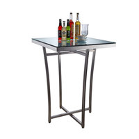 Table de Buffet Mobile Commerciale sur Roues, Structure en Acier Inoxydable, Plateau en Verre Trempé, Présentoir Alimentaire Portable pour la Restauration
