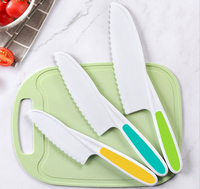 3 Stuks Kleurrijke Kids Veilig Wegwerp Pp Plastic Snijwerk Brood Fruit Groentesnijder Keuken Kinder Messenset