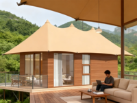 Tente de luxe quatre saisons à structure en acier, double couche, pour camping, glamping, safari, hôtel-resort, style africain, une chambre
