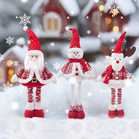 Adorable debout jambes extensibles jouets en peluche noël père noël bonhomme de neige poupée Rudolph avec écharpe rouge pour la décoration de vacances