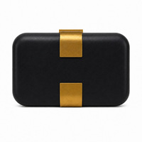 Pochette de soirée élégante carrée en PU noir avec fermoir métallique doré, rigide, pour mariage, bal de promo, cocktail, sac à main pour femme