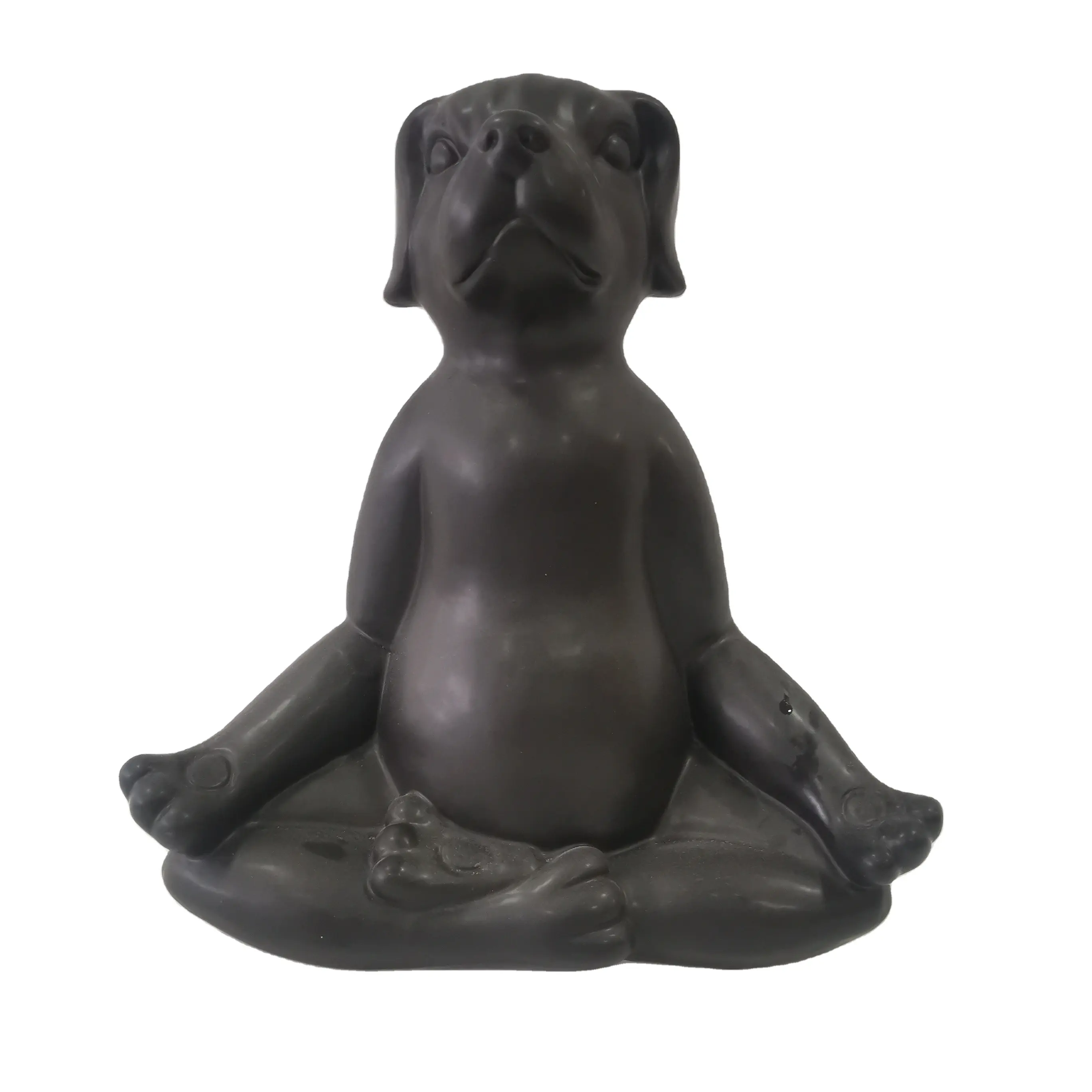 Estatua de meditación de Buda de perro de cerámica, estatua de perro de Yoga, mesa Zen, escultura de cerámica para interiores, figura de perro de Yoga relajante