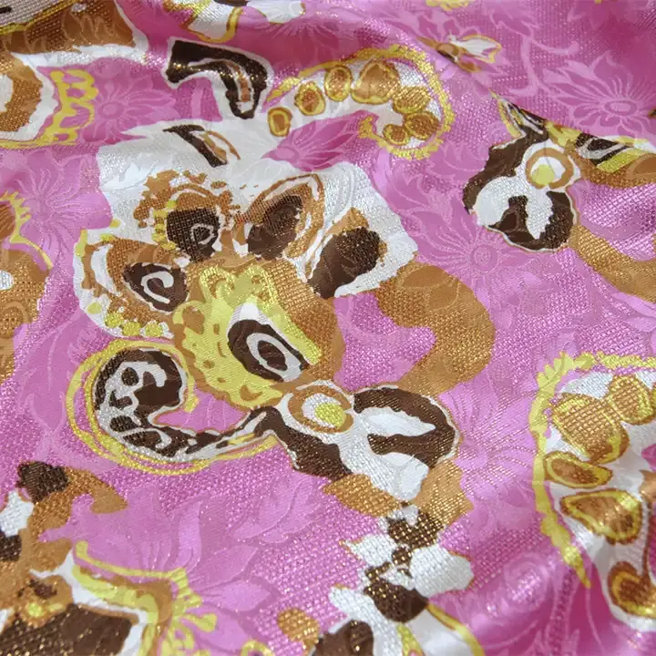 Muslim Western Country Fashion Pink Sext Silk Jacquard Metallic Fabric Lurex Flowers Gorgeous for Men Women Sleepwear Party