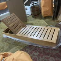 HJ HOME Chaise longue de piscine moderne Chaise longue de jardin à cadre en bois de teck