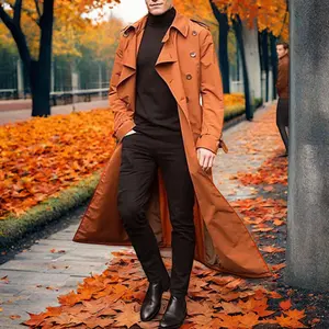 Men's Four-Season Windproof Trench Coat Lightweight Lengthened Style With Three-Dimensional Cut For Outdoor Commuting Business