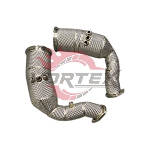 Tuyaux avant en acier inoxydable Vortex avec bouclier thermique pour Porsche Cayenne Turbo GTS 4.0T avec kits de conduites à bride et isolation thermique - Product Image 2