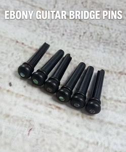 Chevilles de pont de guitare en ébène avec incrustation de coquille d'ormeau naturelle, chevilles de cordes pour guitare acoustique, ensemble de chevilles de pont pour pièces de guitare folk - Product Image 1