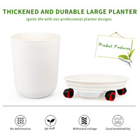 Pot de fleurs en PP à motif circulaire simple et moderne, grand diamètre, avec trou de drainage, durable, capacité de 21L/36,5L pour une utilisation en intérieur/extérieur