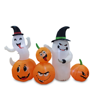 1.8M <b>Halloween</b> <b>Inflatable</b> Pirate Pumpkin & Spooky White Ghost with LED Lights Outdoor Yard Decor Ornament - Product Image 1