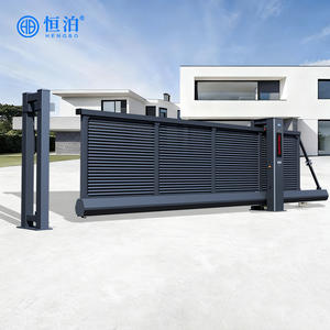 HengBo Pulverbeschichtete 1,8 m Hohe Haupttor-Designs Garten-Sichtschutz Aluminium-Lamellenzaun-Paneele Elektrisches Schiebetor für Häuser - Product Image 3