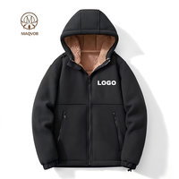 MAQVOB Veste en pierre de qualité supérieure pour hommes, veste d'hiver en trench, veste d'hiver de sécurité zippée dorée à capuche marron à la mode