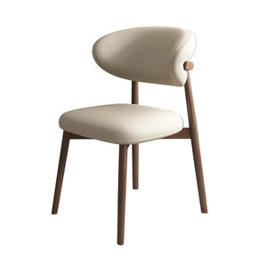 Chaise de Salle à Manger Moderne en Cuir avec Dossier Circulaire, Meuble Convient pour Cuisine et Salon - Product Image 4