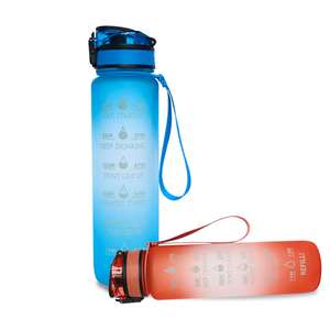 Water Bottle Motivational Tritan Water Bottle Sports Fitness Workout Plastic Tritan Water Bottle With Time Markings Measurements 1000ml/32OZ Motivational Water Bottle