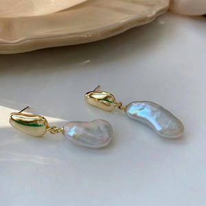 Accessoires en argent S925 pour la création de bijoux, boucles d'oreilles simples en argent avec perles rondes de 8 à 11 mm, 21661, boucles d'oreilles pendantes tendance - Product Image 4