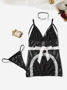 Nuevo Conjunto <span class=keywords><strong>de</strong></span> Lencería Erótica para Parejas, Uniforme <span class=keywords><strong>de</strong></span> Sirvienta en Cuero Sintético PU, Atuendo Sexy para Citas - Product Image 6