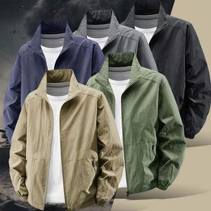 Chaqueta para <span class=keywords><strong>Hombre</strong></span> con Cuello Levantado y Cierre de Cremallera, Chaqueta Informal de Fábrica con Protector Solar Transpirable para Verano, Espesor Fino - Product Image 1