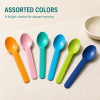 Cuillères à dessert jetables en amidon de maïs Yongli, 15,5 cm, couleurs assorties, cuillères de dégustation avec emballage individuel