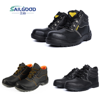 Bottes de sécurité à embout d'acier, mi-montantes, en cuir grainé, semelle extérieure en caoutchouc, anti-huile, antidérapantes, jaune, orange, noir, 3 styles