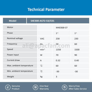 Ventiladores Axiales ebmpapst S4E300-AS72-53 de 300 mm, 27 W, 230 V CA, Ventiladores Eléctricos, Ventiladores de Aire Acondicionado, Ventiladores de Refrigeración Axiales - Product Image 4
