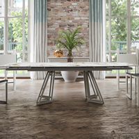 Usine chinoise vend personnalisé moderne léger luxe pieds métalliques verre trempé mobilier de salle à manger de table 4 places