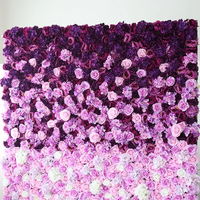 Dinding Bunga Buatan Warna Ungu Passion, Simfoni Bunga Campuran Lavender dan Mawar untuk Pesta Pernikahan