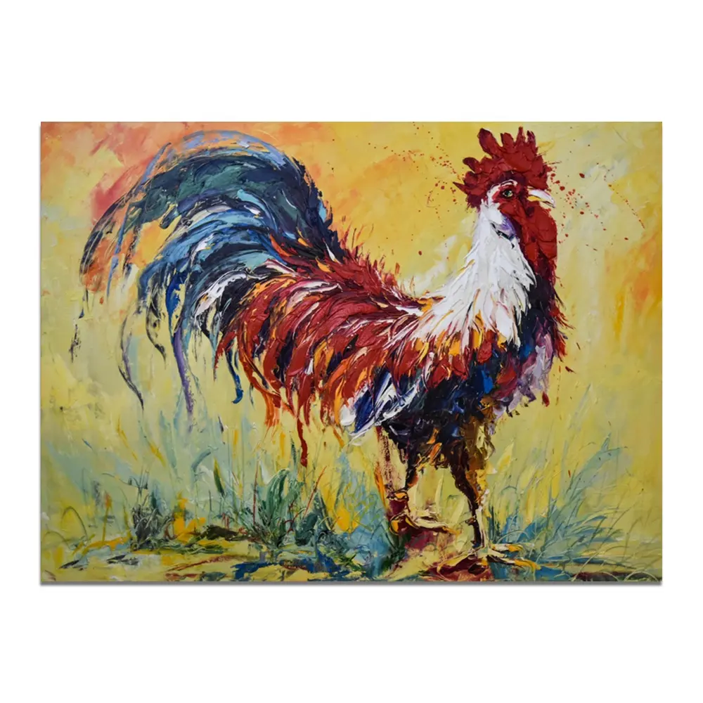 חיה צבוע אמנות קיר קישוט צבעוני עוף ציורי שמן של תרנגולים