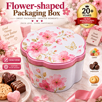 Boîte en métal en forme de fleur de qualité alimentaire, vide, avec couvercle, personnalisable, pour emballage de bonbons, chocolats et biscuits