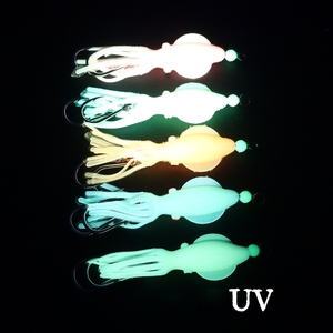 Leurre de pêche en TPE haute élasticité, lumineux aux UV, en forme de jupe de calamar, 105mm 9.4g, double hameçon, pour pêche en mer profonde, traîne en bateau, calamar, grouper - Product Image 4