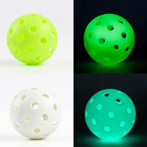 Vente en gros LED Pickleball lumineux coloré lueur dans le noir OEM/ODM Logo imprimé vert <span class=keywords><strong>blanc</strong></span> jaune <span class=keywords><strong>blanc</strong></span> 74mm X40 Pickle Balls - Product Image 6