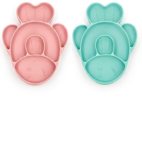Assiette bébé en silicone personnalisée OEM avec base à ventouse, motif animal mignon, pour la vente en gros