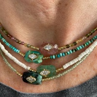 Kalung manik-manik zirkon bertatahkan batu alami terlaris lintas batas, kalung wanita baru yang unik dan ceruk