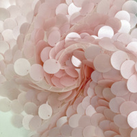 Rose brillant et Champagne couleurs feuille 100% Polyester broderie paillettes dentelle tissu tissu pour robe de femme