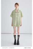 VEGA CHANG Nouvelle Collection Pré-Collection Automne 2026 Ensemble Décontracté Deux Pièces : Veste à Manches Courtes et Short Droit