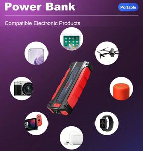 Портативное пусковое устройство KUCHER 16000 мАч с USB, общая мощность 45 Вт, для зарядки автомобильных аккумуляторов, внешний аккумулятор, кабель-пусковик 700А с LED-подсветкой, красный - Product Image 5