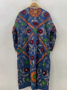 Colorful Suzani Embroidered Kimono Handmade Long Coat Festival Velvet Duster Robe Ethnic Floral Outerwear - Product Image 3
