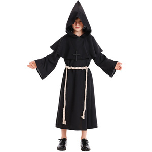 Costume de cosplay de rôle de <span class=keywords><strong>moine</strong></span> garçon pasteur brun et <span class=keywords><strong>noir</strong></span> pour enfants unisexe pour le commerce extérieur, Halloween - Product Image 6