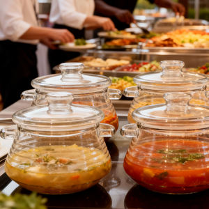 Olla de Cocina de Vidrio de Borosilicato de Alta Calidad Hecha <span class=keywords><strong>a</strong></span> Mano de 2500 ml y 3500 ml, Recipiente Transparente Saludable para Buffet, Restaurante y Hotel - Product Image 4