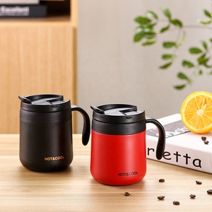 Mug de voyage isotherme en acier inoxydable 304 avec poignée, anti-fuite pour le bureau, tasse à eau en acier inoxydable avec couvercle - Product Image 1