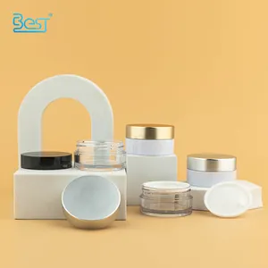 Skincare Packaging Cosmetic Jar 15g Gold And Black Luxury Skin Care Packaging Custom Screen Printing PET Plastic Screw Cap