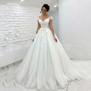 Robe de mariée de luxe, résistante, plusieurs tailles, personnalisée, en dentelle, épaules <span class=keywords><strong>d</strong></span>énudées, coupe trapèze, <span class=keywords><strong>d</strong></span>écolleté cœur, longueur ras du sol, pour la mariée - Product Image 1