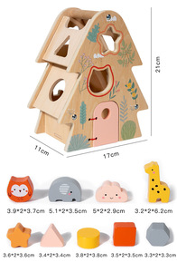 Jouet éducatif Montessori <span class=keywords><strong>en</strong></span> bois <span class=keywords><strong>en</strong></span> forme de <span class=keywords><strong>maison</strong></span> dans les arbres, blocs d'animaux à assortir, jouet sensoriel pour développer la motricité fine, cadeau pour les tout-petits - Product Image 6