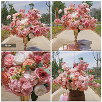 Boule de fleurs artificielle en tissu de soie et plastique, prix d'usine, personnalisable, pour centre de table de mariage, décorations de table