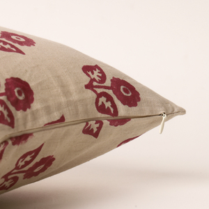 Funda de cojín cuadrada de lino y algodón con estampado floral rojo, funda de almohada de estilo nórdico, decoración del hogar - Product Image 2