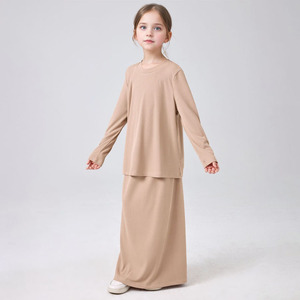 2026 ROHS puro colore Design semplice Top <span class=keywords><strong>con</strong></span> <span class=keywords><strong>spacco</strong></span> posteriore gonna islamica 8-15 anni set di <span class=keywords><strong>vestiti</strong></span> da ragazza musulmana - Product Image 1